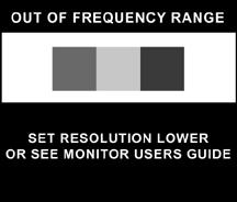 Funzionamento del monitor Messaggio Out of Frequency Range (Fuori frequenza) Se sullo schermo del monitor compare il messaggio Out of Frequency Range, vuol dire che la risoluzione video e/o la
