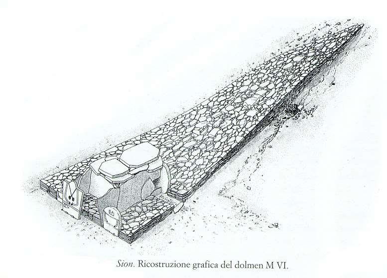 Sion (Svizzera) Reimpiego delle stele nelle tombe: dopo essere state erette venivano frammentate lasciando solo una parte interrata
