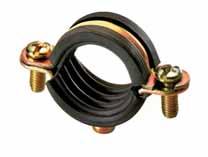 Acciaio al carbonio Gomma: EPDM nera Zincatura tropicalizzata - 40 + 110 Riduzione acustica: 12dB Nera - Durezza Shore 45 Res. Al fuoco classe B2 - DIN 4102 Rid.