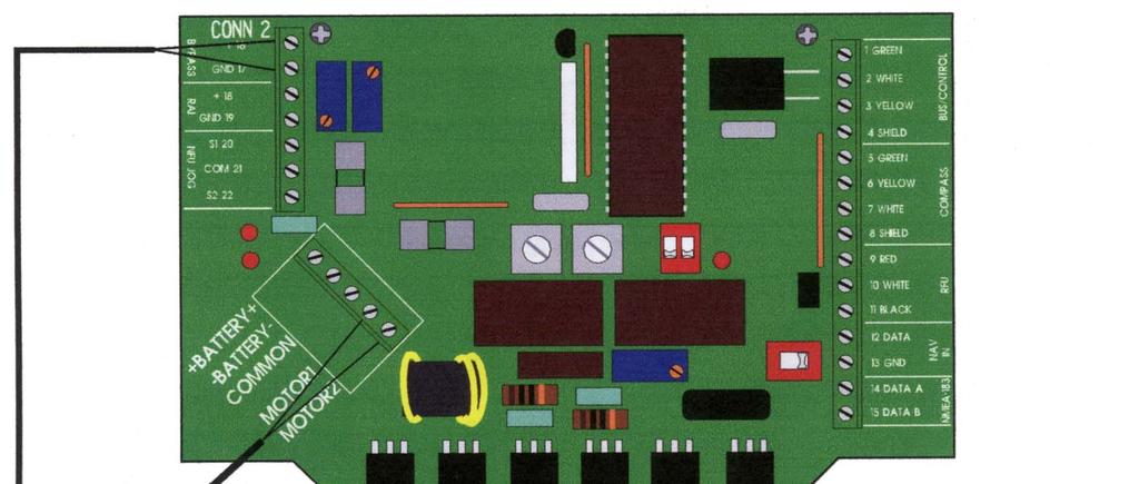 2.2 Collegamenti elettrici NOTA: Per il dimensionamento della sezione dei cavi si veda il manuale dell Autopilota.