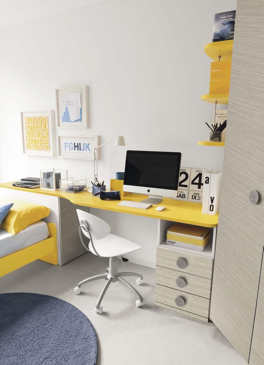 the ARCON desk with colourful top and