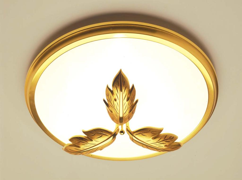 Ceiling lamp made of patinated fine gold-plated brass with hand-chiselled cast details.