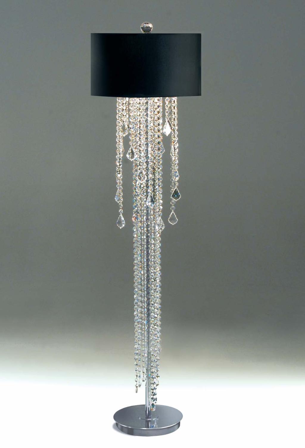 Oval floor lamp, made of chromium plated brass, with Asfour crystals.