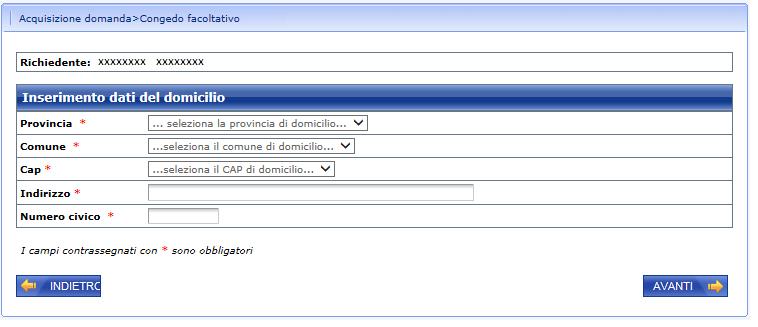 Figure 6: Dati domicilio del richiedente 5.2.