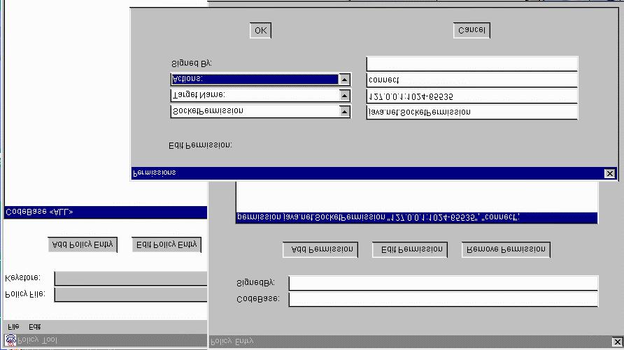 L utilita` policytool JDK contiene uno strumento (molto semplice) che consente la modifica dei file di