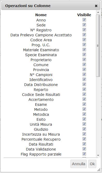 3.1.4 Export Campioni ed Export Risultato Selezionando i pulsanti