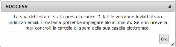 Cliccando sul pulsante OK si apre una finestra di dialogo che avvisa