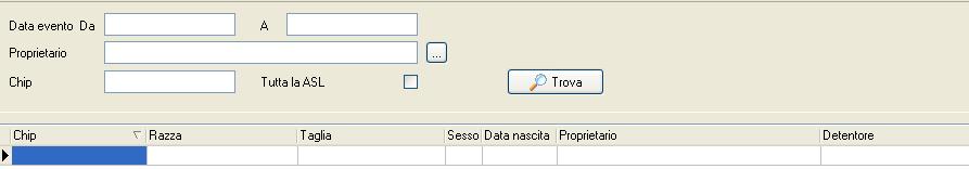 Gli eventi vengono estratti di default in base all Az ULSS che li ha registrati in Anagrafe, per estrarre tutti gli eventi selezionare l opzione tutte le Asl; - Dall'elenco è possibile accedere al