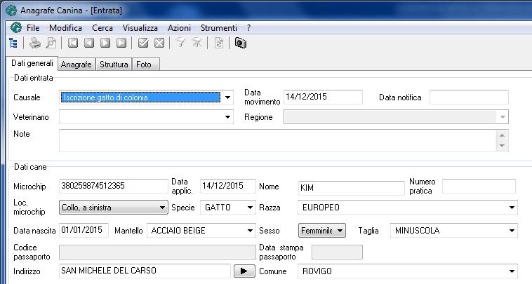 Nella maschera dei dati anagrafici, si troveranno già precompilati i dati del proprietario (con