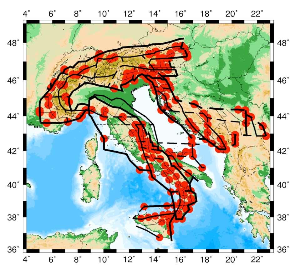 Mappa morfostrutturale d Italia (Gorshkov et al., 2002; 2004).