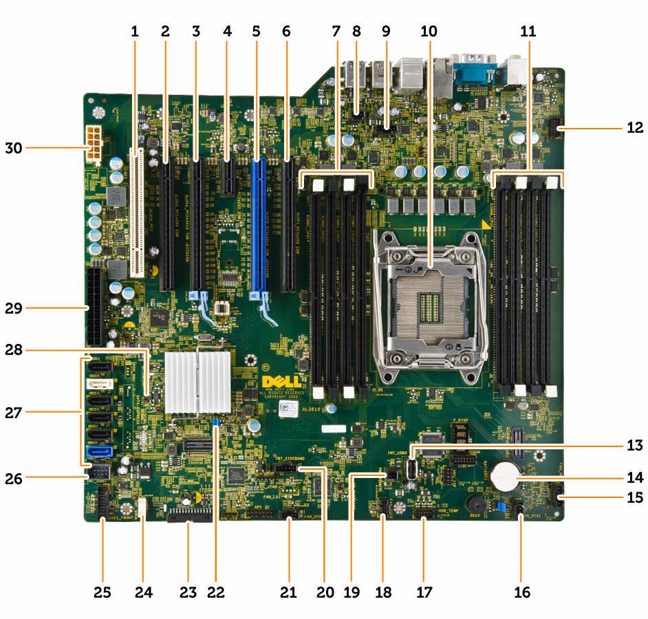 1. slot PCI (slot 6) 2. slot PCIe x16 (PCIe 2.0 cablato come x4) (slot 5) 3. slot PCIe 3.0 x16 (slot 4) 4. slot PCIe 2.0 x1 (slot 3) 5. slot PCIe 3.0 x16 (slot 2) 6. slot PCIe x16 (PCIe 3.