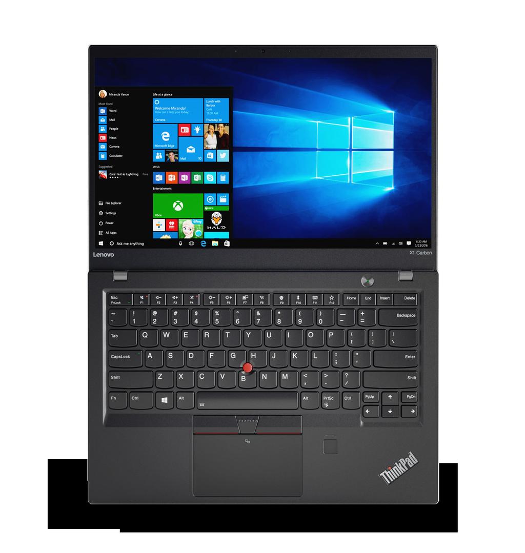 Schermo WQHD di qualità Connettività del PC completa (compreso USB Type-C) Processore Intel Core i7 vpro Supporto di LTE-A (4G) e ThinkPad WiGig (opzionale) Design ultraportatile (con opzione Silver)