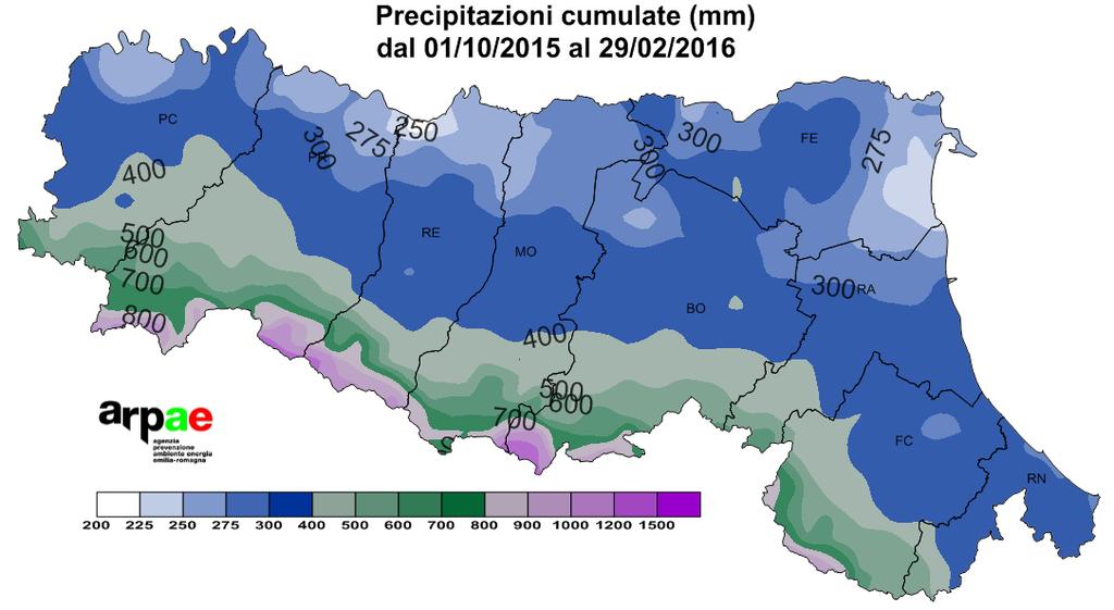 Cartina delle precipitazioni utile per valutare eventuali