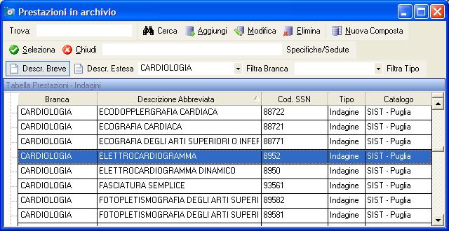 paragrafo Configurazione), in fase di prescrizione di prestazioni di specialistica ambulatoriale l utente potrà effettuare la scelta tra le prestazioni con