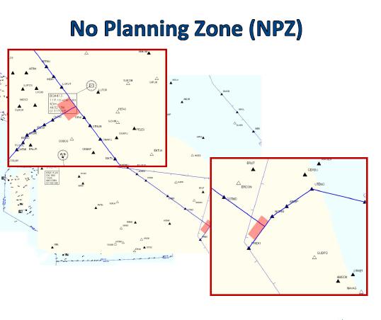 NPZ No Planning Zone Sono aree di spazio aereo FRA-IT (al momento due) che non possono essere interessate da pianificazione DCT per cui sarà necessario (permanentemente) procedere a