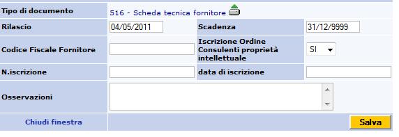 Fig. 28 L elenco dei documenti inseriti con il relativo file allegato, è visualizzato nella pagina principale; agendo sull icona è possibi