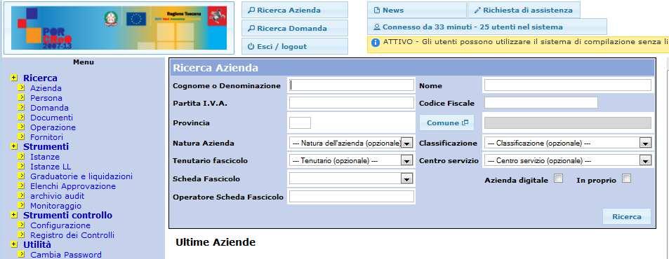 3. ACCESSO ALL ANAGRAFE Il dato di partenza per l'inserimento delle istanze è l'anagrafica del beneficiario che procede alla compilazione.