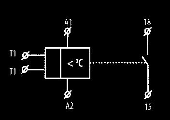 alimentazione / Supply terminals Terminali alimentazione / Supply terminals Indicatore uscita Output indication Funzione TEST Function TEST Sensori di temperatura Thermal sensors Lunghezza cavo Cable