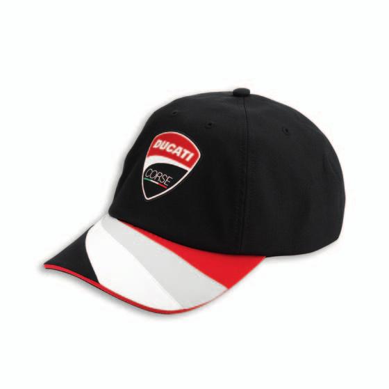 Limited Availability Ducati Corse Cappellino / Cap 987678690-100% cotone / 100% cotton - Personalizzazioni: patch e ricamo / Customizations: patch and embroidery Che tu sia in tribuna o semplicemente