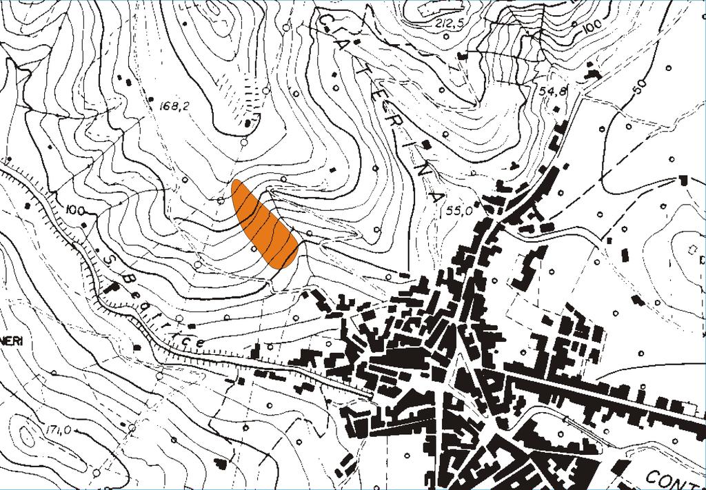 000 TIPO DI DISSESTO Scivolamenti localizzati in terreni flyschoidi, apparentemente superficiali, con formazione di modeste scarpate di trazione e lenti