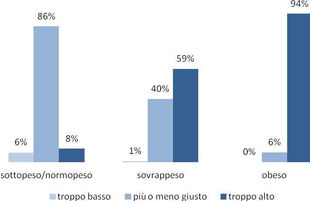 L autopercezione del proprio peso La percezione che la persona ha del proprio peso è un aspetto importante da considerare in quanto condiziona un eventuale cambiamento nel proprio stile di vita.