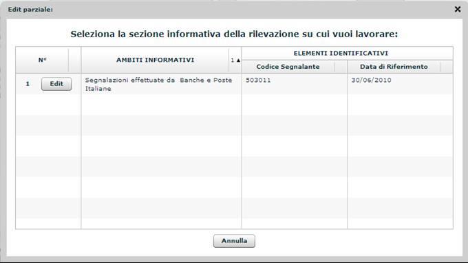 8.1. Rilevazine La sezine Rilevazine cnsente di gestire manualmente la rilevazine: le funzini di Edit cnsentn di inserire, mdificare e cancellare i dati presenti nell ambiente di lavrazine mentre la