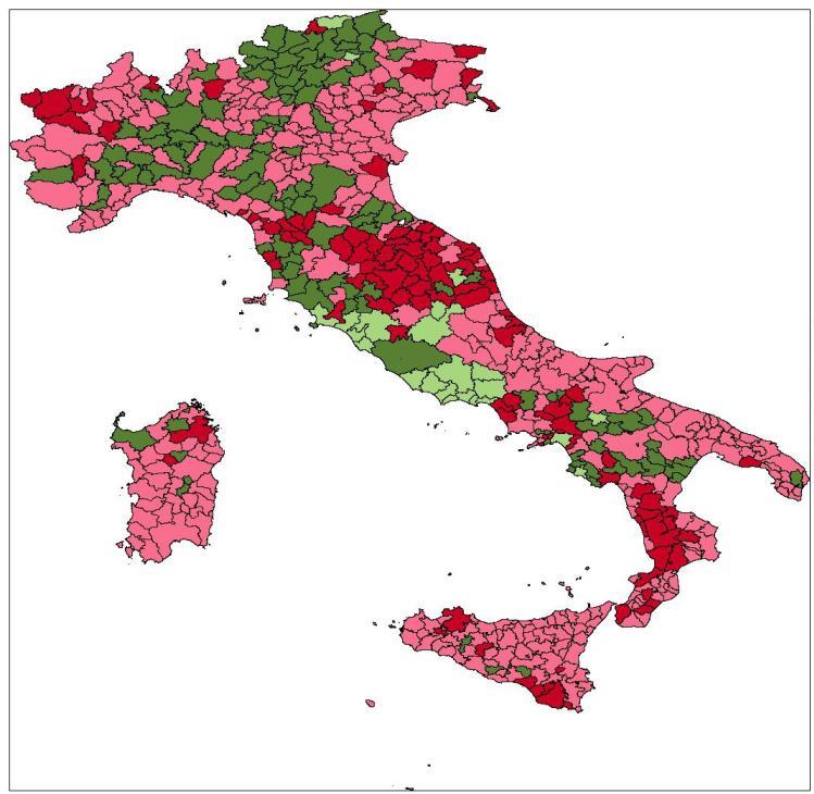 Non manifatturieri Made in Italy Manifattura pesante Figura 3 - Occupati nei sistemi locali per gruppi di specializzazione produttiva Anni 2008-2016 (Variazioni assolute in migliaia) 2016-2013