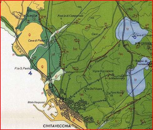 AREA TERMALE DELLA FICONCELLA (CIVITAVECCHIA) Stralcio carta geologica dei monti della Tolfa 1:5 (Fazzini et al.