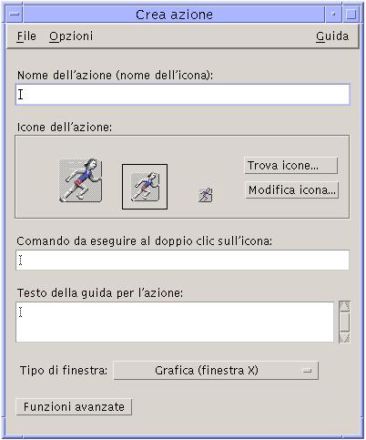 Figura 11 2 La finestra principale di Crea azione 2. Inserire il nome da assegnare all icona dell azione nel campo di testo Nome dell azione. 3.