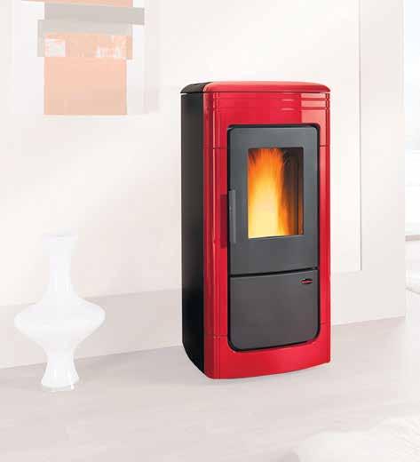 16095 pergamena 255 kg 69x63x120h cm bordeaux TERMOSTUFA A PELLET LILIANA IDRO Rivestimento in maiolica Cassetto cenere Braciere autopulente Scambiatore di calore con sistema di pulizia manuale