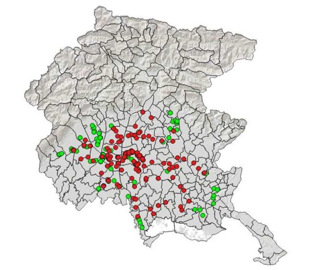 RISULTATI MONITORAGGIO VISIVO - 2016 350 siti di monitoraggio su diverse colture (melo, pero,