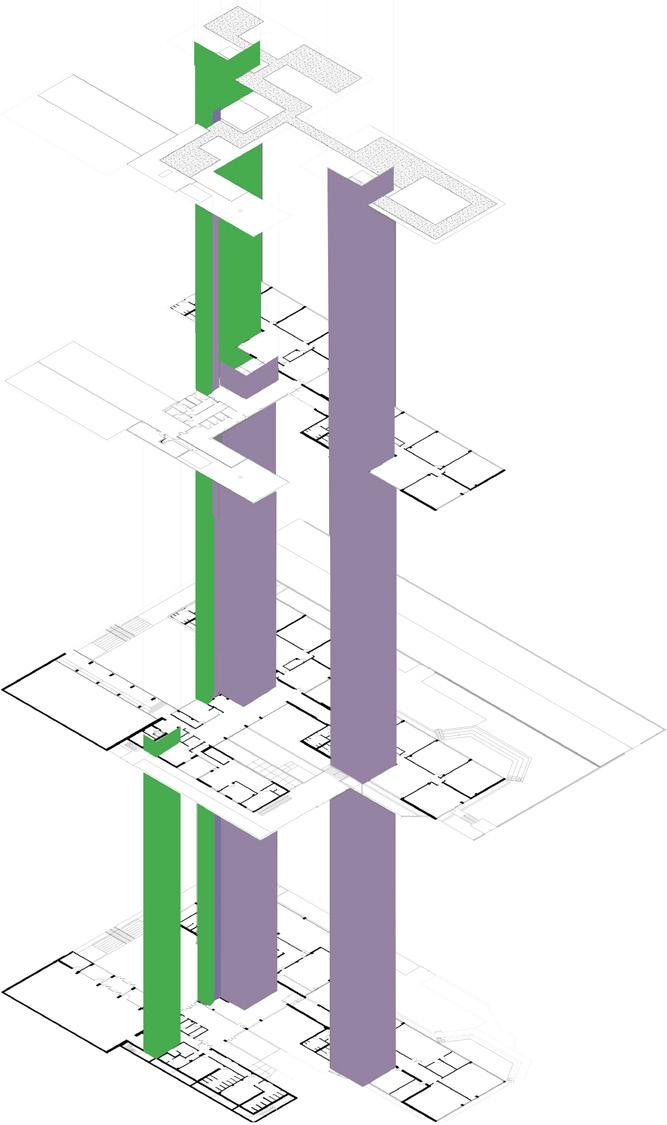 2: il progetto architettonico le zone di competenza i collegamenti verticali SPAZI ESCLUSIVI DELLA SCUOLA I clusters SPAZI IBRIDI (utilizzati anche dal pubblico con le modalità decise dalla scuola