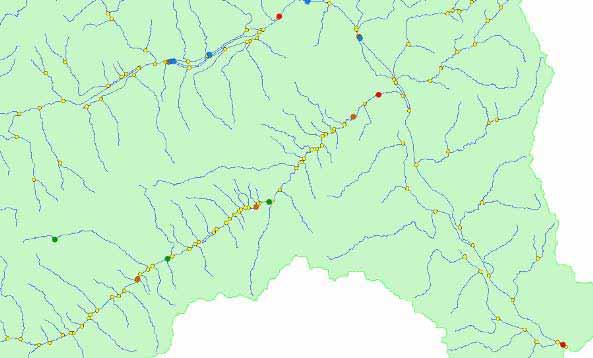 AdB Adige CUDAM - Bilancio idrico di superficie di primo livello Database (PostgresSQL/PostGIS/CUAHSI) Oltre a bacini e corsi d acqua contiene:nodi della rete
