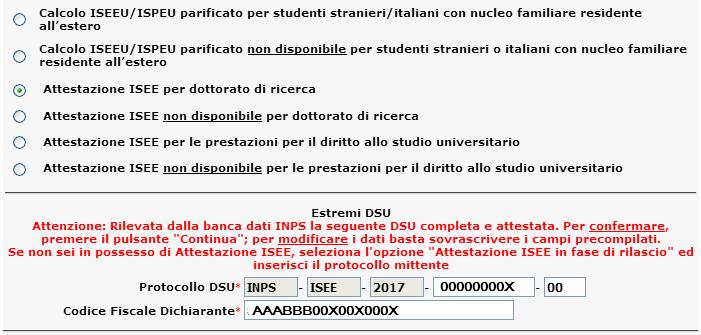 5 caso Attestazione ISEE per le prestazioni per il diritto allo studio universitario: 1.