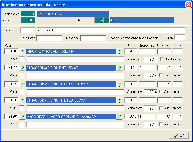 gruppo 25 è stato completato con l indicazione dell