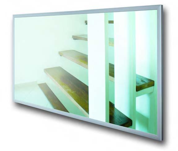 Design elegante adatto ad ogni ambiente Lastra in vetro temperato da 4 o 8 mm di spessore Staffe di montaggio essenziali Finitura a specchio 5 misure: 60x60 cm - 70x50 cm 90x60 cm - 110x60 cm -