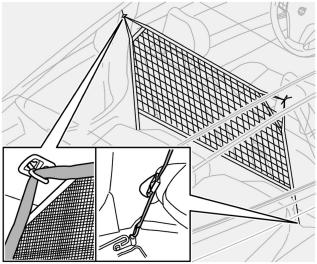 04 Interni Bagagliaio Rete protettiva (optional) Rimozione della rete protettiva Allentare le cinghie.