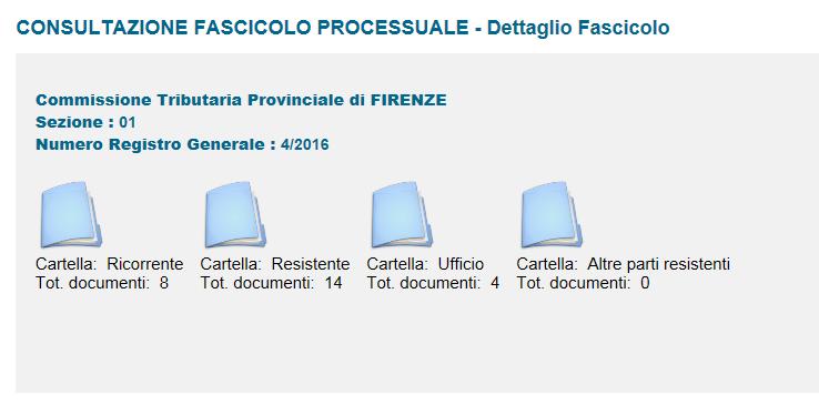 Il fascicolo processuale Il fascicolo è organizzato in 4 cartelle