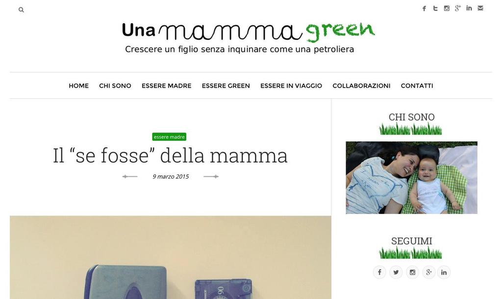 Cos'è Una mamma green Una mamma green è un blog dedicato alla maternità sostenibile in senso molto ampio.