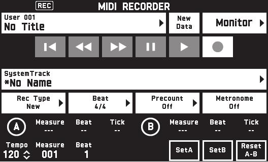 Registrazione e riproduzione Per registrare su una specifica traccia (Parte) È possibile registrare individualmente strumenti specifici, la mano sinistra e la mano destra, o altre parti di un brano,