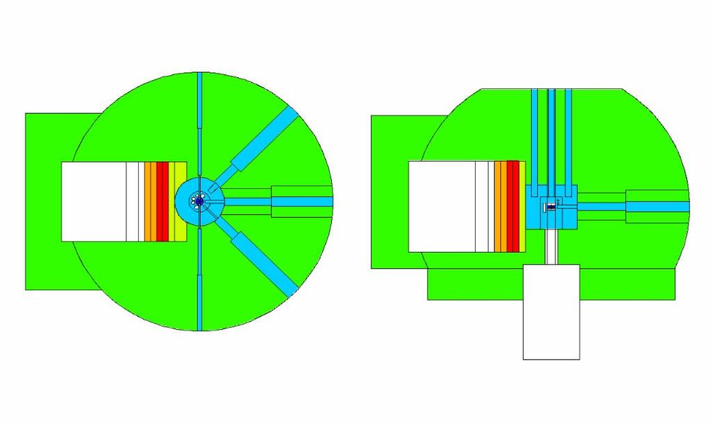 Figura 1: Sezioni del Modello MCNP del reattore TAPIRO.