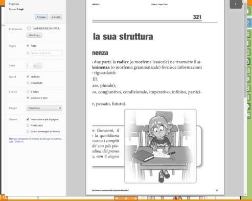 Il pulsante di stampa permette di accedere ad una finestra contenente l anteprima e una serie di impostazioni di stampa Il menu di configurazione permette di: scegliere tra barra degli