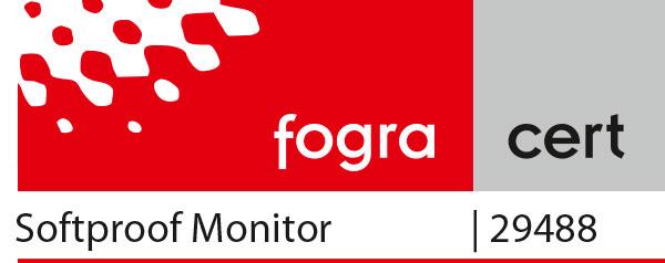 Certificato per la prova colore Fogra ha assegnato al monitor ColorEdge CG318-4K la certificazione "Fogra-Cert Softproofing System" (che si basa sulla norma ISO/CD 12646) per le sue prestazioni