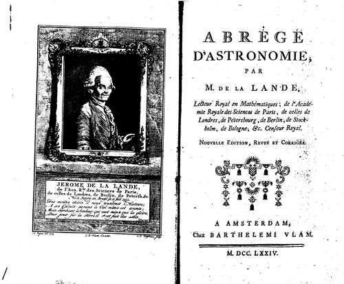 Amsterdam del 1774 Lalande, Il Compendio di astronomia, traduzione