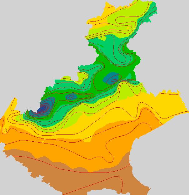 Raster delle precipitazioni in Veneto