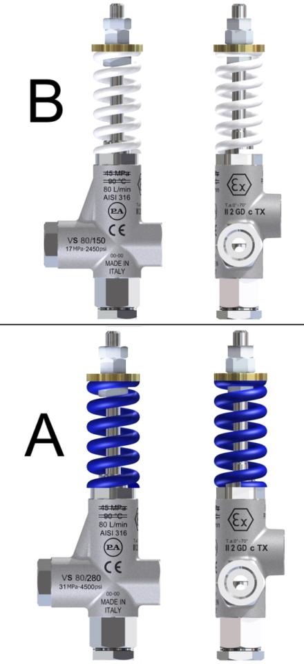 Valvole di sicurezza VS 23-280 - DUPLEX PED ATEX Codice Press.interv. Massa bar - MPa psi 60.1430.