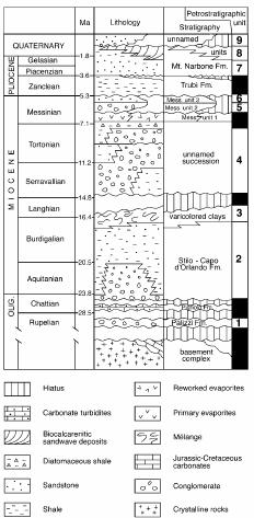 Figura 38 Schema stratigrafico del Bacino di