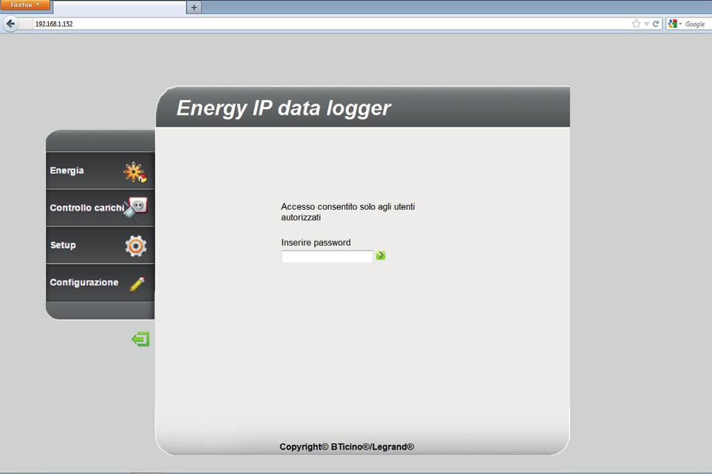 Data Logger". Facendo doppio click sull'icona, verrà aperta la pagina WEB di configurazione. Alle pagine Web è possibile accedere in due diverse modalità: utente e amministratore.