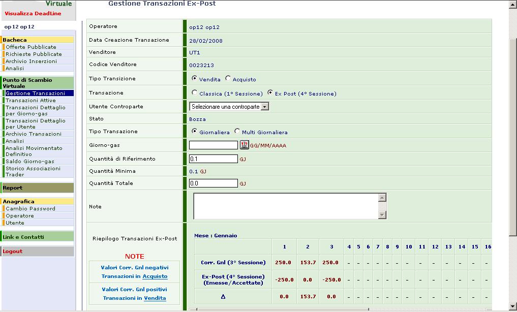 Una volta selezionato il check-box verrà visualizzata una nuova pagina come mostrato in fig 10b Figura 10b In questa nuova pagina vengono visualizzate le quantità corrette da GNL e le relative