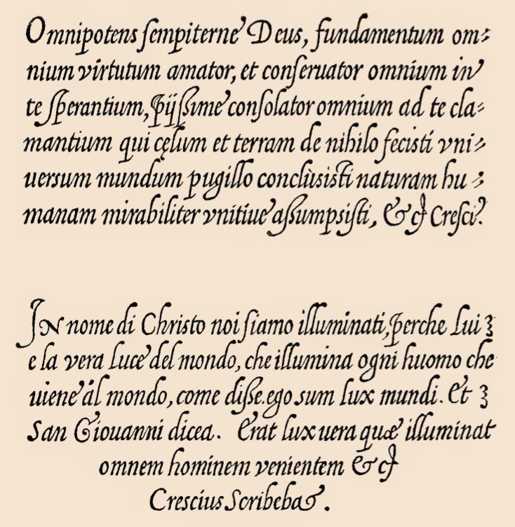 Fig. 5 Corsivo Italico, tratto da Il Perfetto Scrittore, di Cresci F. G.